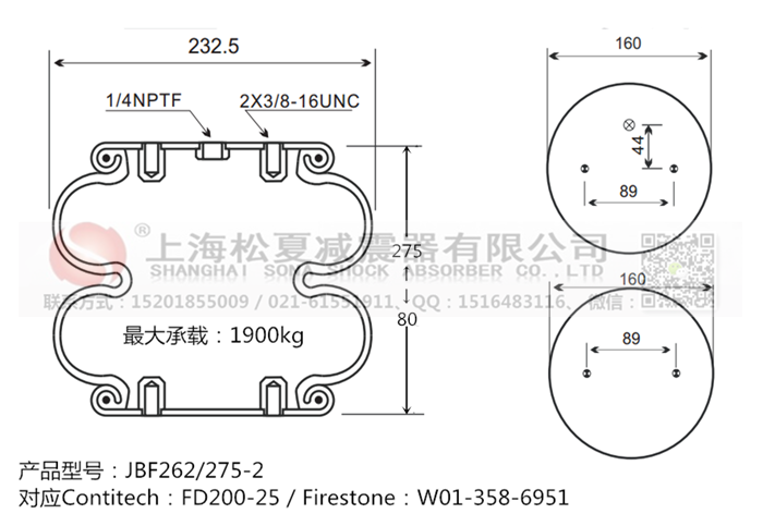 JBF262/275-2橡膠<a href='http://yeham.cn/' target='_blank'><u>空氣彈簧</u></a>