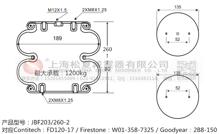 JBF203/260-2橡膠<a href='http://yeham.cn/' target='_blank'><u>空氣彈簧</u></a>